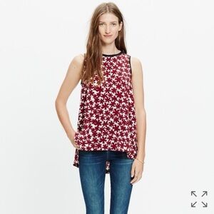 Madewell Burgundy and White Floral Silk Tank Top